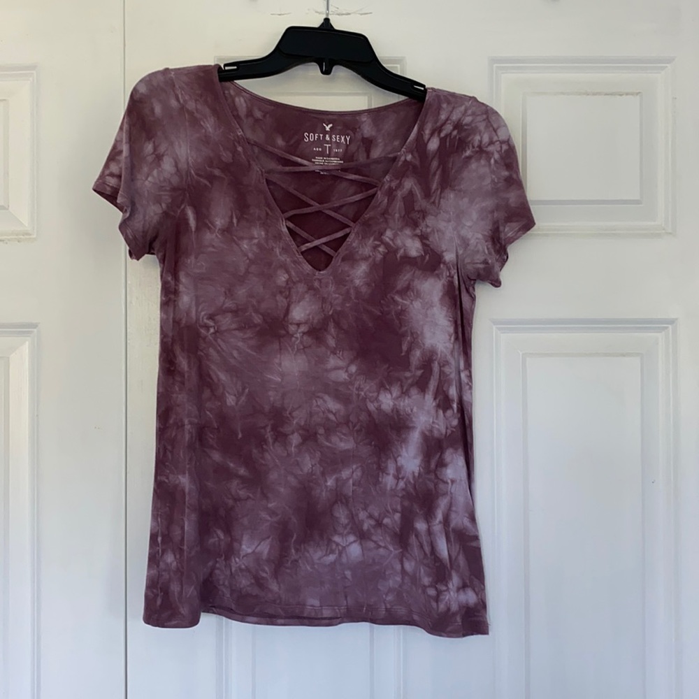 SOLD American Eagle Soft & Sexy Plum Tie-Dye Top